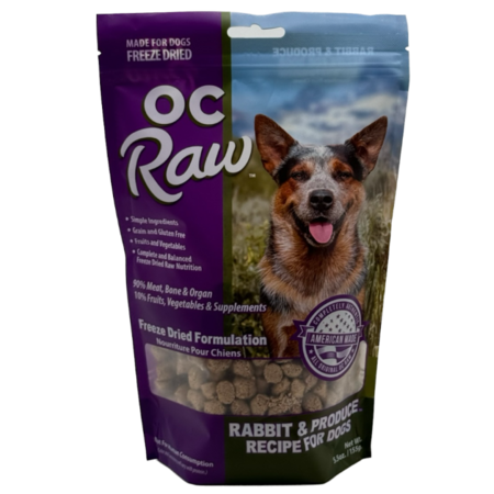 OC Raw Dog Food FD Rabbit & Produce Meaty Rox 5.5 oz