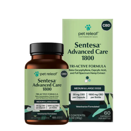 Pet Releaf Dog Supplement CBD Sentesa Tri-Active Formula Medium/Large Breed 60 Ct