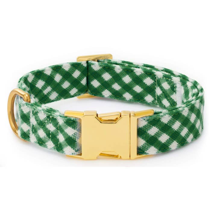 Evergreen Gingham Dog Collar