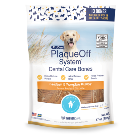 Swedencare Plaqueoff Dog Health Dental Care Bones Chicken & Pumpkin 17 oz