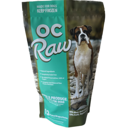 OC Raw Frozen Dog Fish & Produce Patties 6#