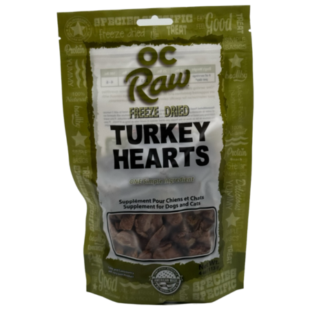 OC Raw Dog Treat FD Turkey Hearts 4 oz