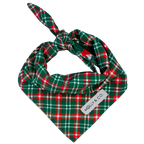 Santa + Royal Stewart Plaid - Reversible Dog Bandana