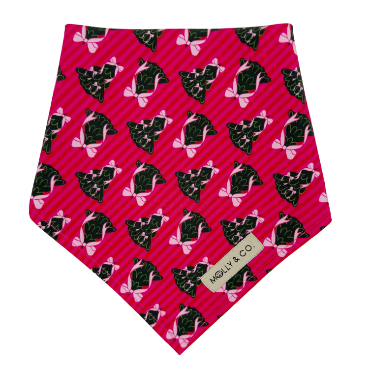 Sugarplum Trees + Giftwrap Plaid - Reversible Dog Bandana