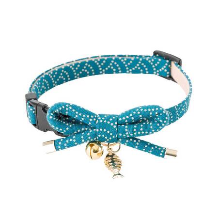 Necoichi Cat Collar Zen Fish Charm Blue
