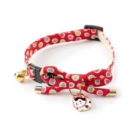Necoichi Cat Collar Zen Hariko Charm Red