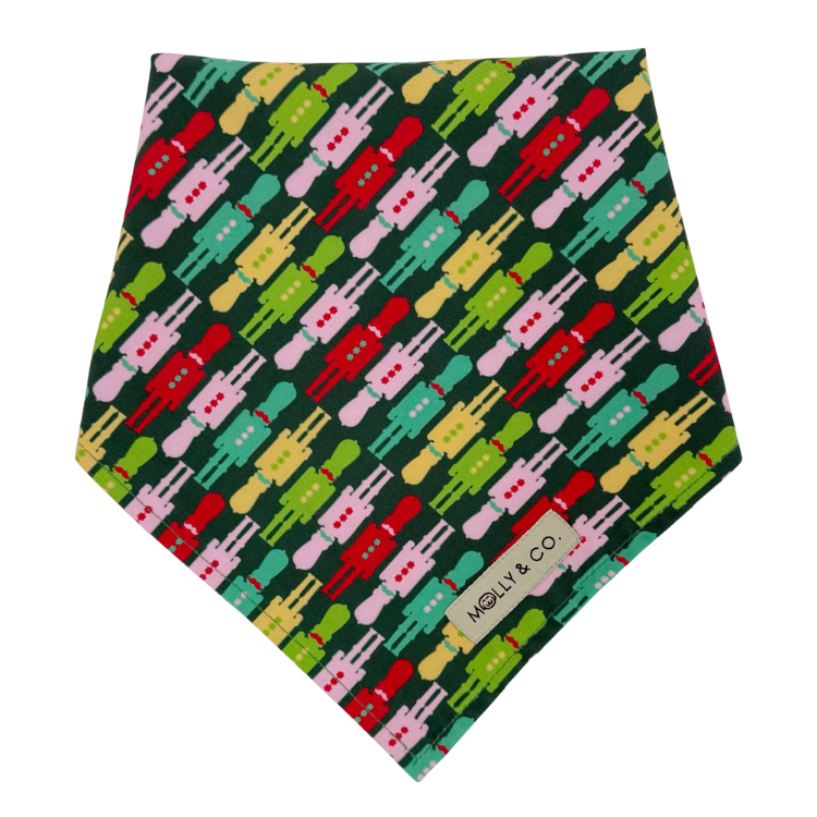 Evergreen Argyle + Nutcracker - Reversible Dog Bandana
