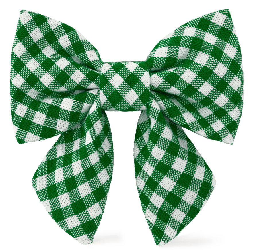 Evergreen Gingham Lady Dog Bow