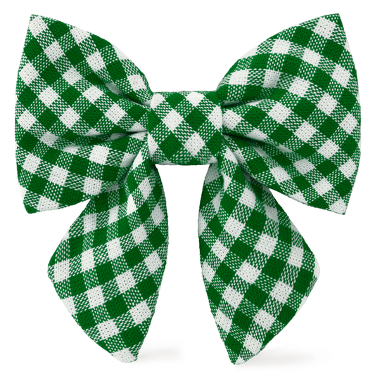 Evergreen Gingham Lady Dog Bow