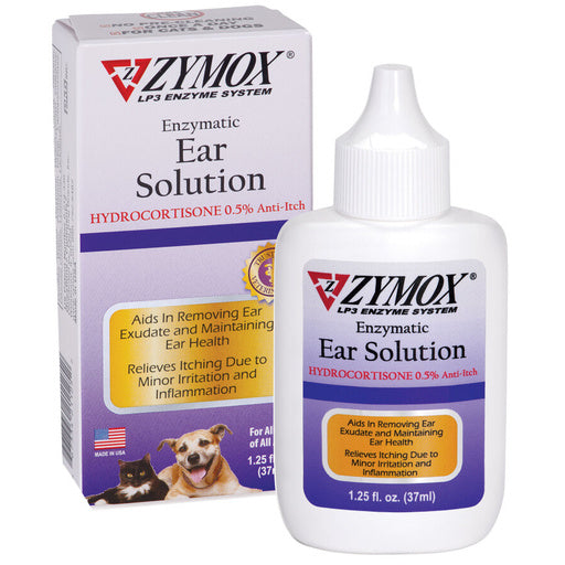 Zymox Dog Health Ear Solution 1.25 oz Bottle w/ .5% Hydrocortisone