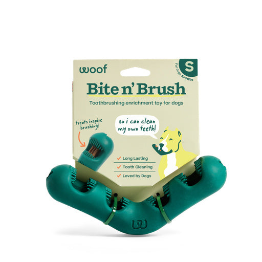 Woof Dog Toy Bite N Brush Small