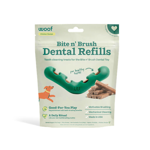 Woof Dog Treat Bite N Brush Dental Refills 18 ct