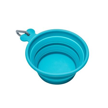 Messy Mutts Dog Bowl Feeder Collapsible Silicone Blue Medium 3 Cup