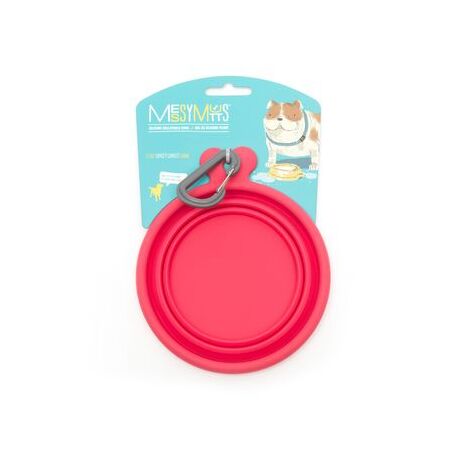 Messy Mutts Dog Bowl Feeder Collapsible Silicone Melon Small 1.75 Cup
