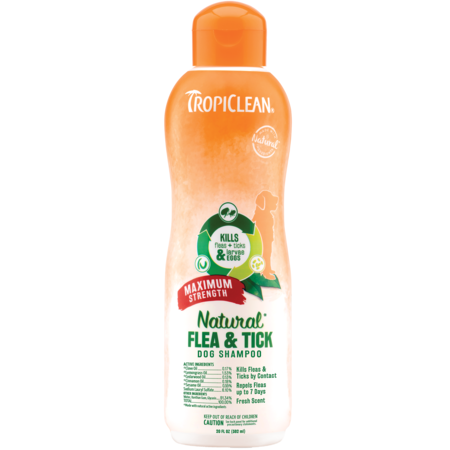 TropiClean Dog Grooming Natural Flea & Tick Shampoo Max Strength 20 oz