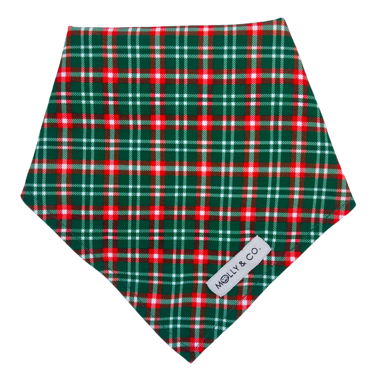 Santa + Royal Stewart Plaid - Reversible Dog Bandana