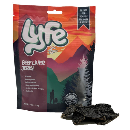 OC Raw Lyfe Dog Treat Beef Liver Jerky 4 oz