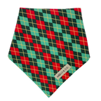 Evergreen Argyle + Nutcracker - Reversible Dog Bandana