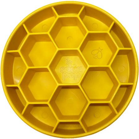 Sodapup Dog Slow Feeder Deep E-Bowl Honeycomb Yellow