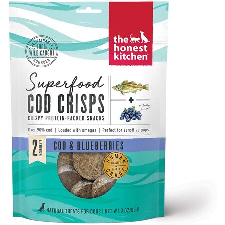 Honest Kitchen Dog Treat Superfood Cod Crisps Cod & Blueberry 3 oz