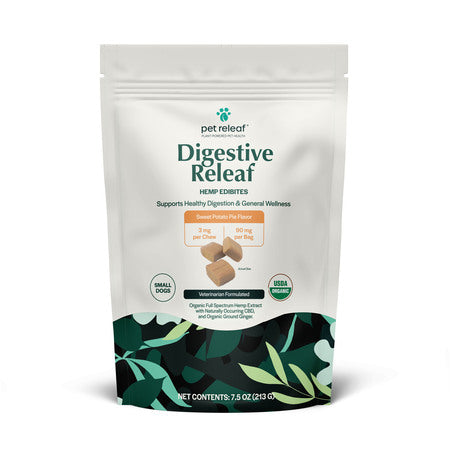 Pet Releaf Dog Supplement CBD Dog Edibites Digestive Releaf Sweet Potato Small 7.5 oz