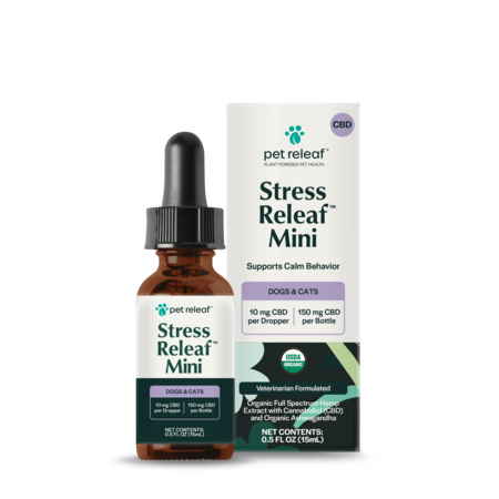 Pet Releaf Dog Supplement Stress Releaf Dog Supplement Hemp Oil Organic 150 Mini .5 oz
