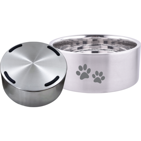 Indipet Stainless Double Wall Dish Silver 62oz