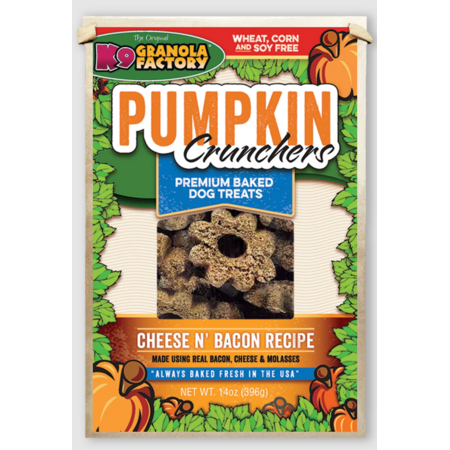 K9 Granola Dog Treat Pumpkin Crunchers Cheese & Bacon 14 oz