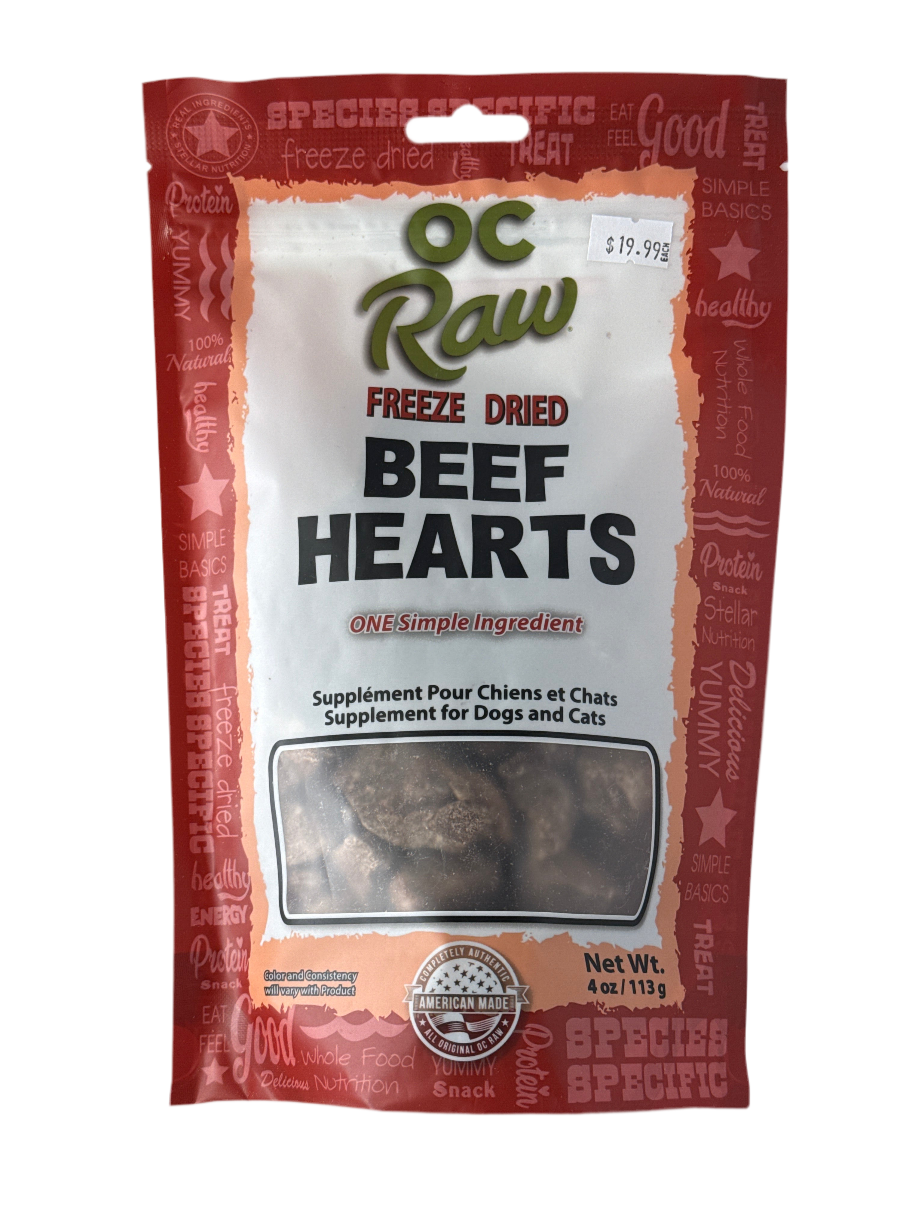 OC Raw Dog Treat FD Beef Hearts 4 oz