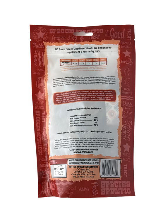 OC Raw Dog Treat FD Beef Hearts 4 oz