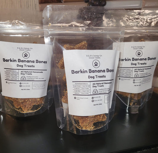 B&B Barkin Banana Bones Dog Treats 4oz