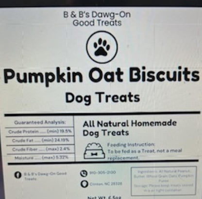 B&B Pumpkin Oat Biscuits Dog Treats 4oz