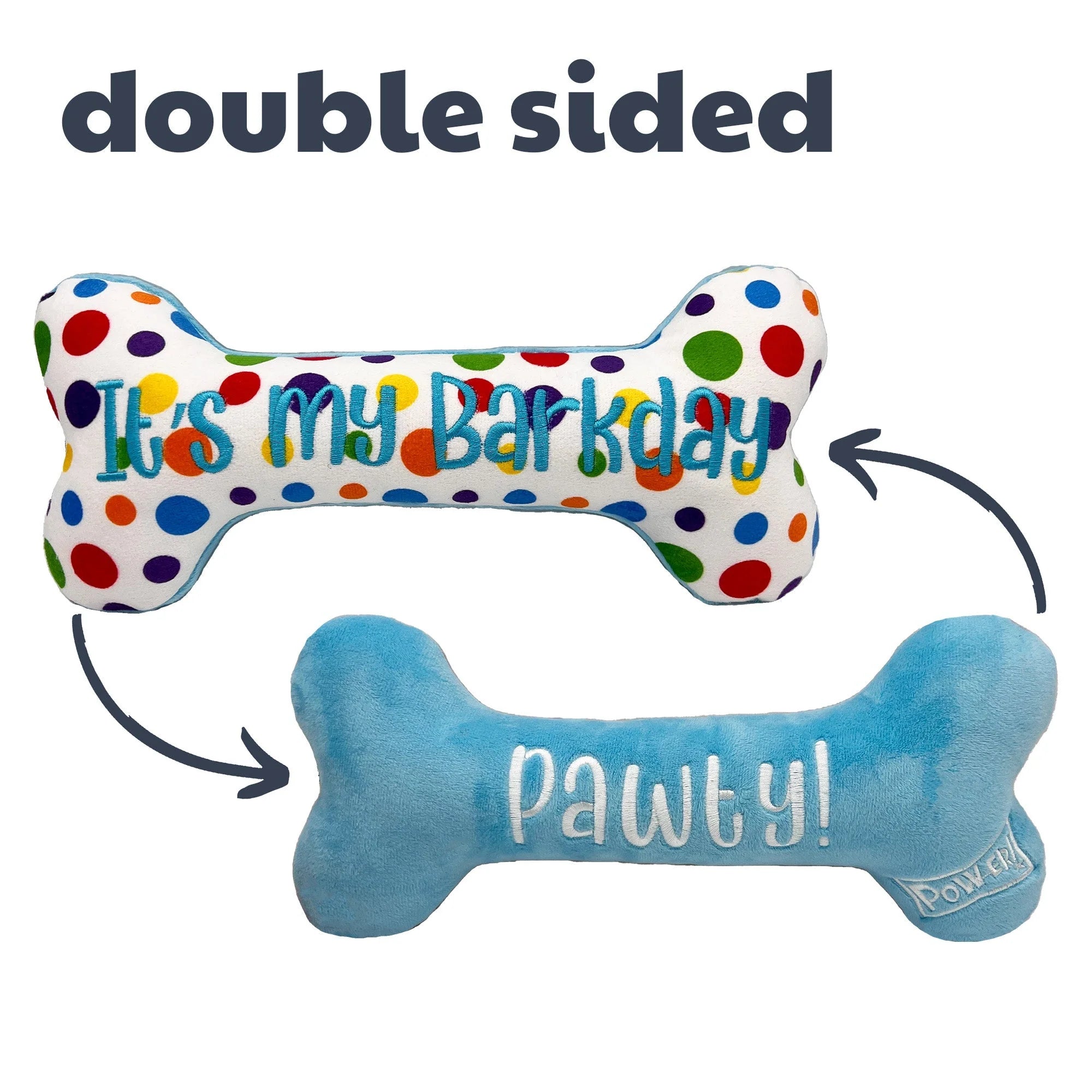 Huxley Kent Dog Toy Power Plush Its My Barkday Bone Large