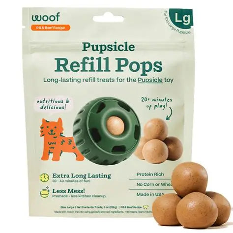 Woof Dog Treat Beef Refill Pops Large 8 oz