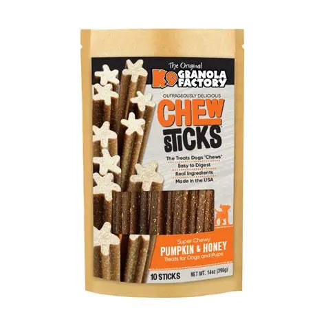 K9 Granola Dog Treat Chew Sticks Pumpkin & Honey 10 ct