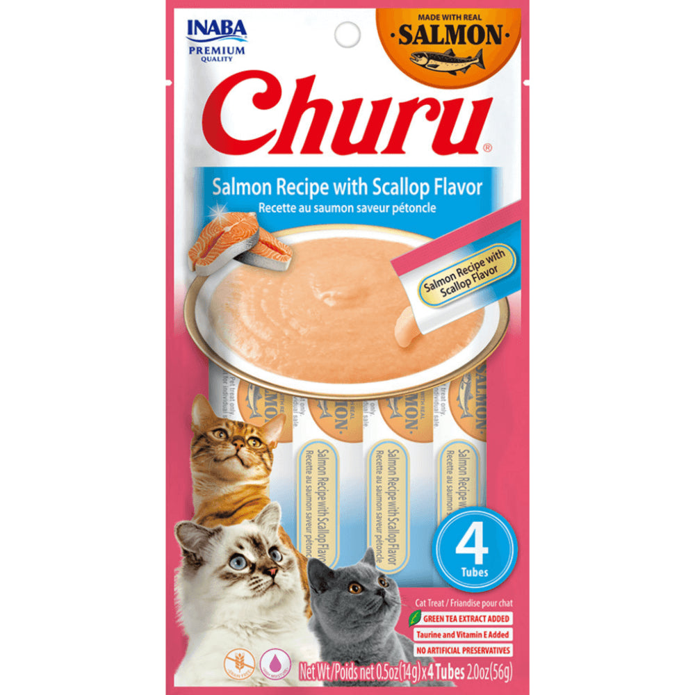 Inaba Churu Purees Salmon & Scallop Recipe 2oz 4 Pack