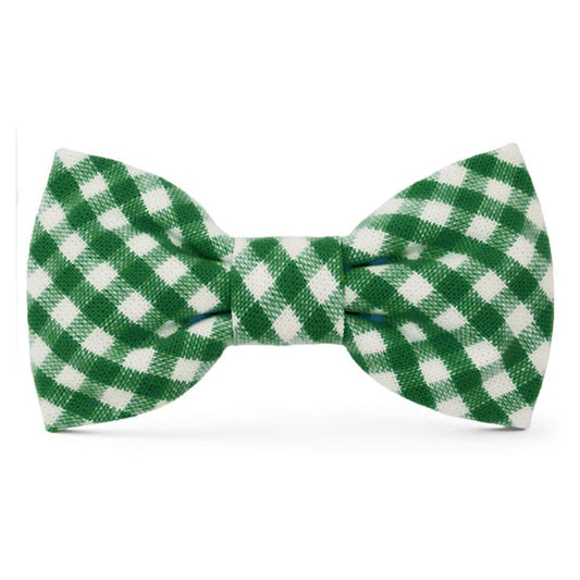Evergreen Gingham Dog Bow Tie