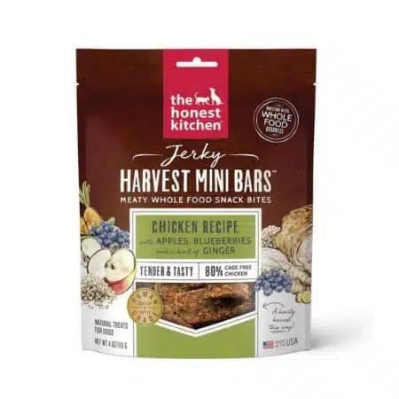 Honest Kitchen Jerky Harvest Mini Bar Chicken Apple Blueberry 4oz